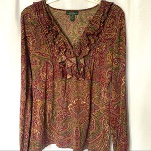 Ralph Lauren ruffled boho or western top
